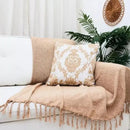 Manta Cobre Colcha Cama Sofá Peseira Algodão Com Franja Cartier - Cazehn